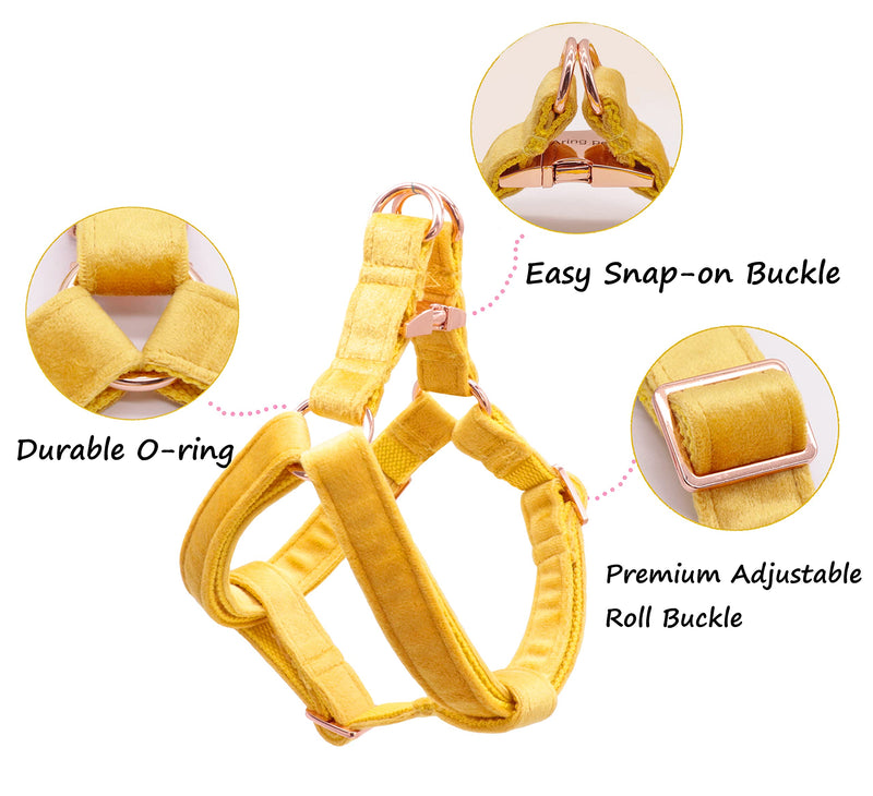 ARING PET Dog Halter Harness, Velvet Dog Harness, Adjustable Dog Halter Harness for Small Medium Large Dogs. Large (Pack of 1) Deep yellow - PawsPlanet Australia