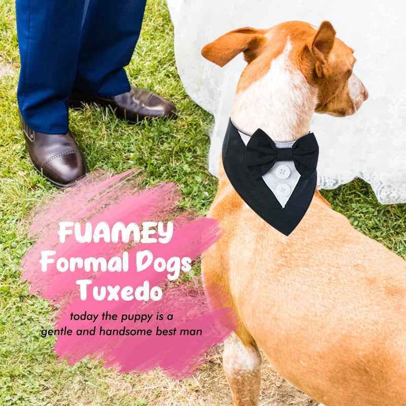 FUAMEY Dog Tuxedo, Adjustable Black Polycotton, X-Small, Formal Attire for Small Breeds, Wedding, Birthday, Valentine's Day, Cosplay