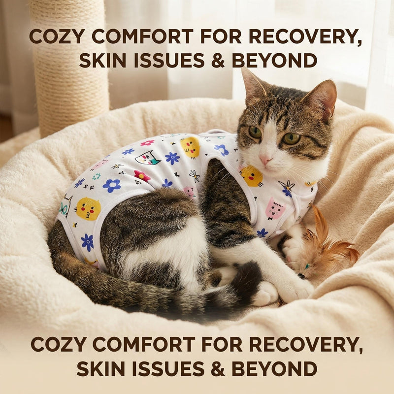 2 Pack Cat Recovery Suit S Size for 2-4 lbs Cats, Soft Cat Onesie Post Surgery with Adjustable Velcro, Breathable Cat Body Suit After Surgery, Anti Licking Cat Clothes for Spay or Wound Healing