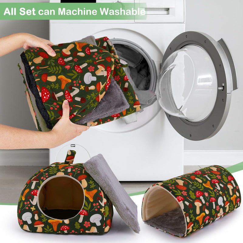 Guinea Pig Hideout, Bienbee Rabbit Bed with Guinea PigTunnel, 2 Pack Guinea Pig Toys Set Guinea Pig House Rabbit Hideout guinea pig accessories for Hamster, ferret, Rabbit, Bunny, Small Animal in Cage Black Mushroon - PawsPlanet Australia