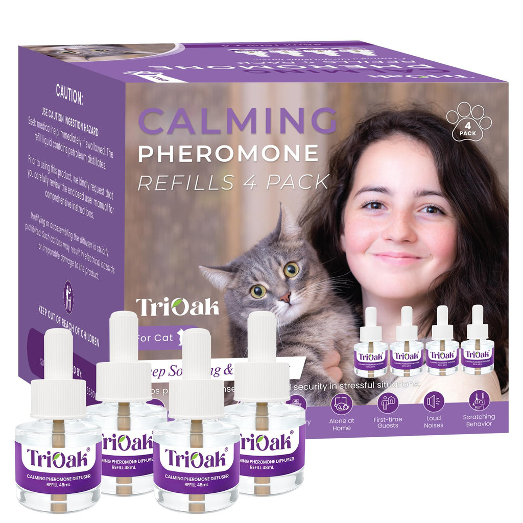 Cat Pheromones Calming Diffuser Refills: 4 Pack Cat Calming Diffuser Refill - Universal Refills for Cat Calming Diffusers, 4-Month Supply, 4 Pack (Purple) Purple