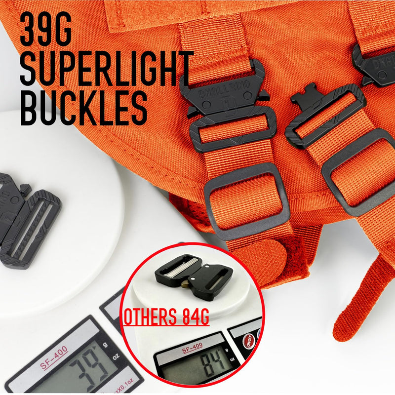Service Dog Vest for Large Dog, Military Mesh Breathable Lift Harness with Molle Vest with 39g Metal Buckle for Training Hiking Walking Bright Orange M - PawsPlanet Australia