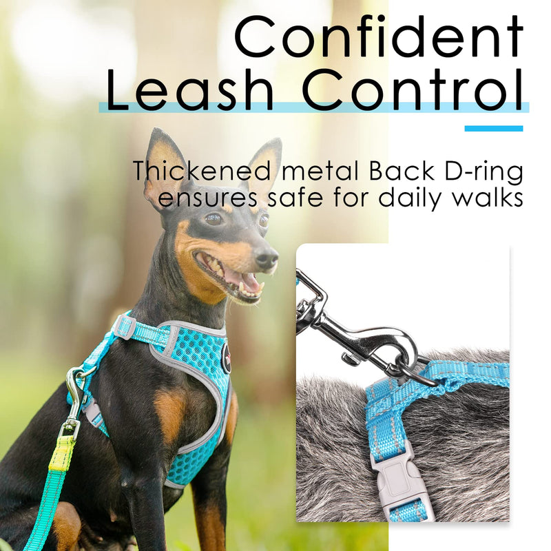 ThinkPet Reflective Breathable Soft Air Mesh No Pull Puppy Choke Free Over Head Vest Harness for Puppy Small Medium Dogs and Cats Light Blue Medium Medium (Pack of 1) - PawsPlanet Australia