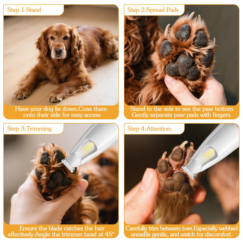 Pet MicroPrecision Trimmer, 2025 Upgraded Dog Paw Trimmer with LED Light, Low Noise Waterproof Rechargeable Paw Hair Trimmer,Rechargeable Clipper for Dogs Cats Trimming Paws, Eyes, Ears, Face, Rump - PawsPlanet Australia