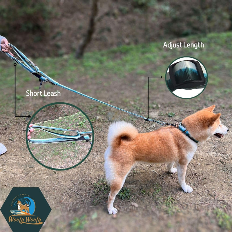 6in1 Multifunctional Dog Leash, Hands Free Dog Leash, Adjustable Length 6'7", Forest Print, (S/M)-Width 3/4", for Small and Medium Dog - PawsPlanet Australia