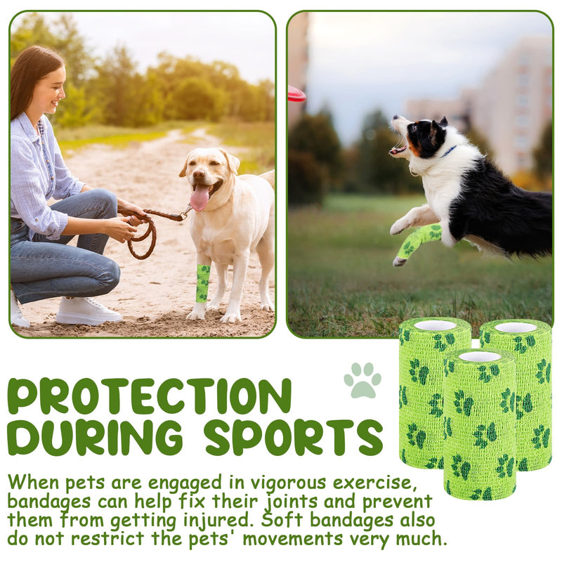 Geiserailie 3 Pack No Chew Bandage for Dogs Bitter Self Adhesive Bandage for Pets to Prevent Chewing, Vet Bandages for Dogs Wound Wrap(4inch x 15yd) (Green) Green
