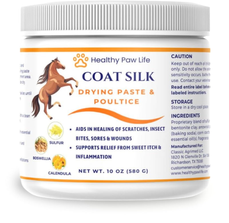 Healthy Paw Life Coat Silk Horse Grooming Poultice - Silk-Textured Skin & Coat Barrier for Pasture & Stable Support - Natural Formula for Horses and Livestock – 10 oz