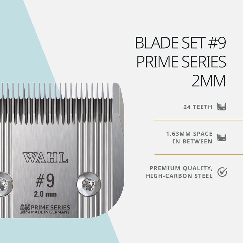 WAHL Pro Animal Prime Series Blades - Professional Fine Tooth Pet Clipper for Horse, Cat & Dog Grooming - Made from High-Carbon Steel - #9, 2.0mm - PawsPlanet Australia