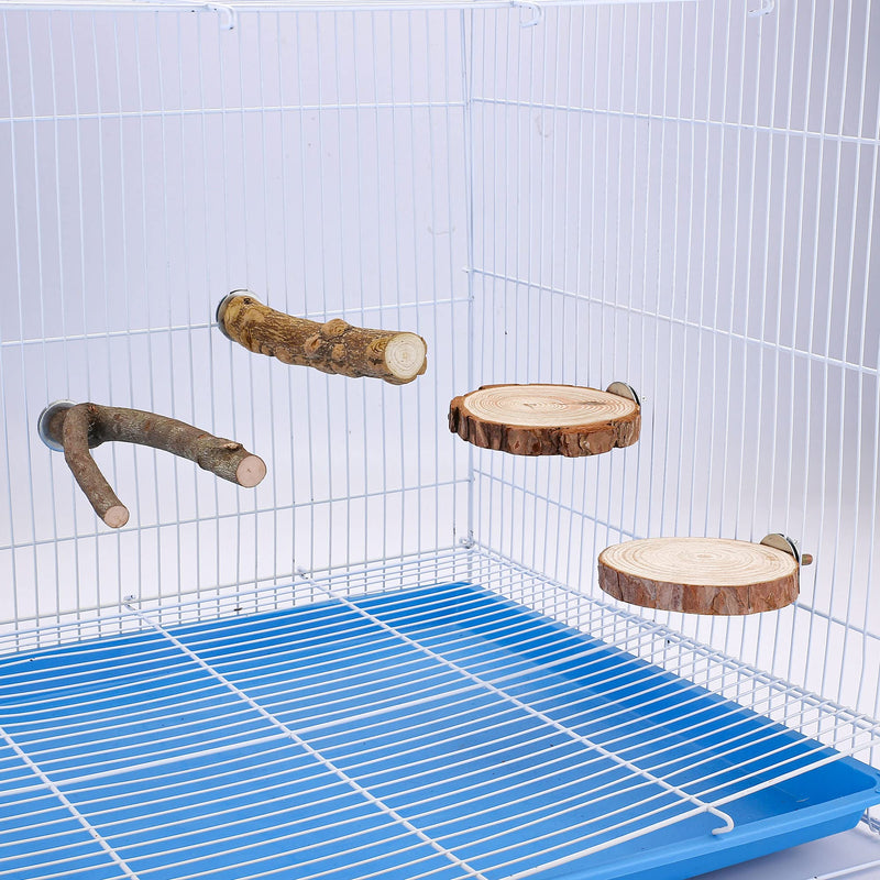 Mogoko Natural Wood Bird Perches Birdcage Stands Parrot Perch Stand Perch Platform Cage Accessories Cockatiel Toys for Budgies Parakeets Lovebirds 1Y+1I+2O - PawsPlanet Australia
