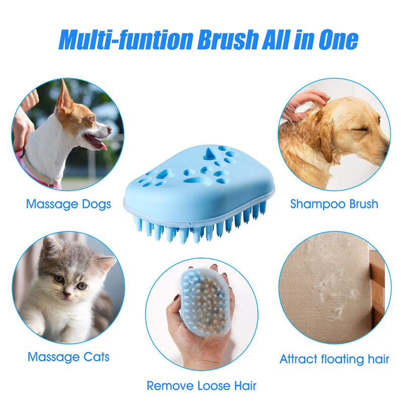Pet Bath Massage Brush - Grooming Comb with Soft Silicone Bristles for Shampoo and Massage Dogs & Cats with Short or Long Hair - PawsPlanet Australia