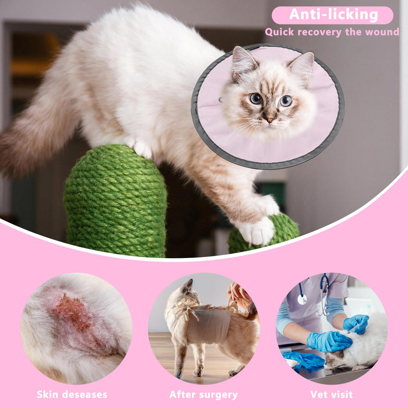 Seyezo Lightweight Cat Cone Collar Soft, Soft Comfortable Kitten Recovery Collar After Surgery, Elizabethan E Collar for Cats, Cone for Cats to Stop Licking (Pale Pink, Large) Pale Pink