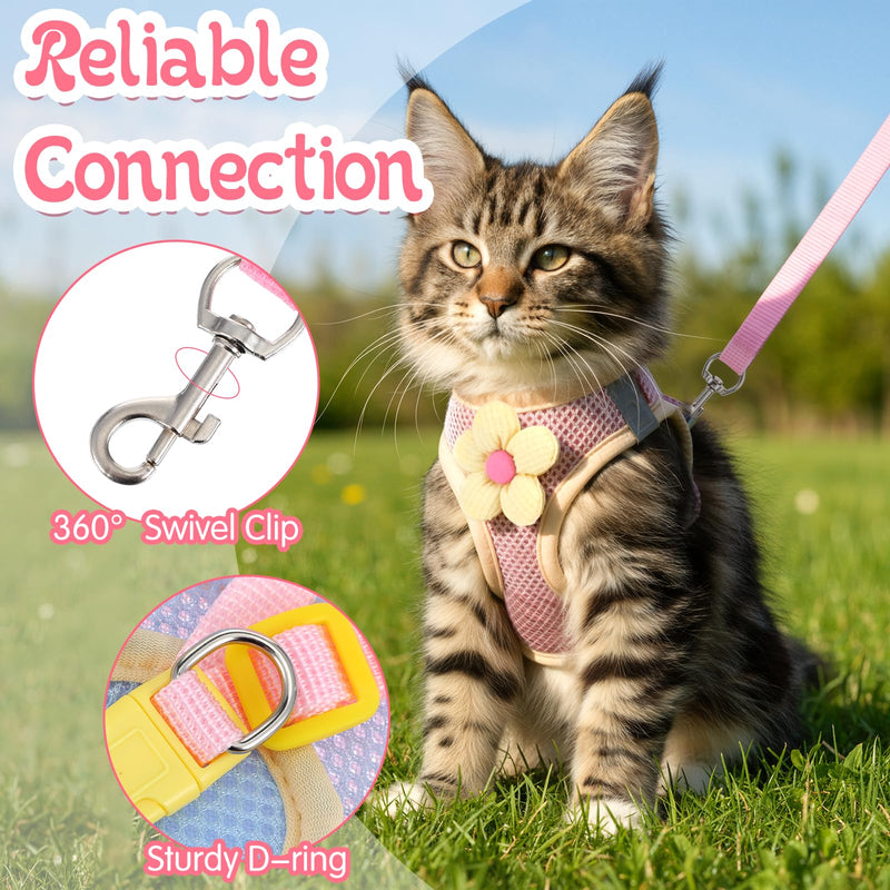 Cat Harness and Leash Set for Walking Escape Proof Adjustable Kitten Harness Breathable Mesh with Reflective Strips Lightweight Pet Vest for Cat Puppy Bunny Walking and Traveling - PawsPlanet Australia