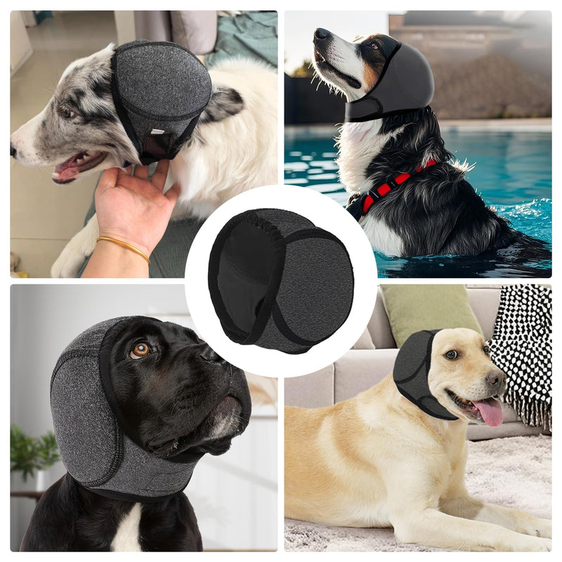 Dog Ear Defenders Completely Cover Dog Snood Waterproof Barrier Against Dirt and Grime Pet Ear Muffs Noise Protection Adjustable Hush Muff Cover for Pet Protectors for Bathing Swimming Fireworks
