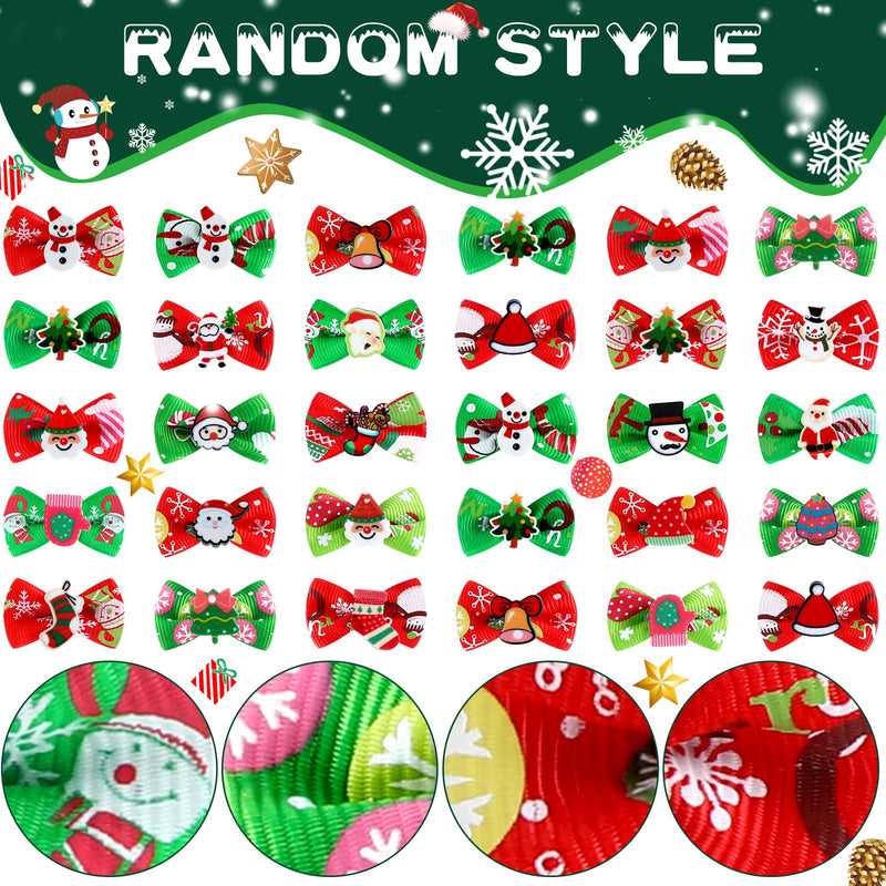 Weewooday 90 Pcs Christmas Dog Hair Bows Xmas Grooming Dog Hair Accessories Bows with Rubber Bands Pet Topknot for Xmas Party Decor Pet Gift Snowman Style - PawsPlanet Australia