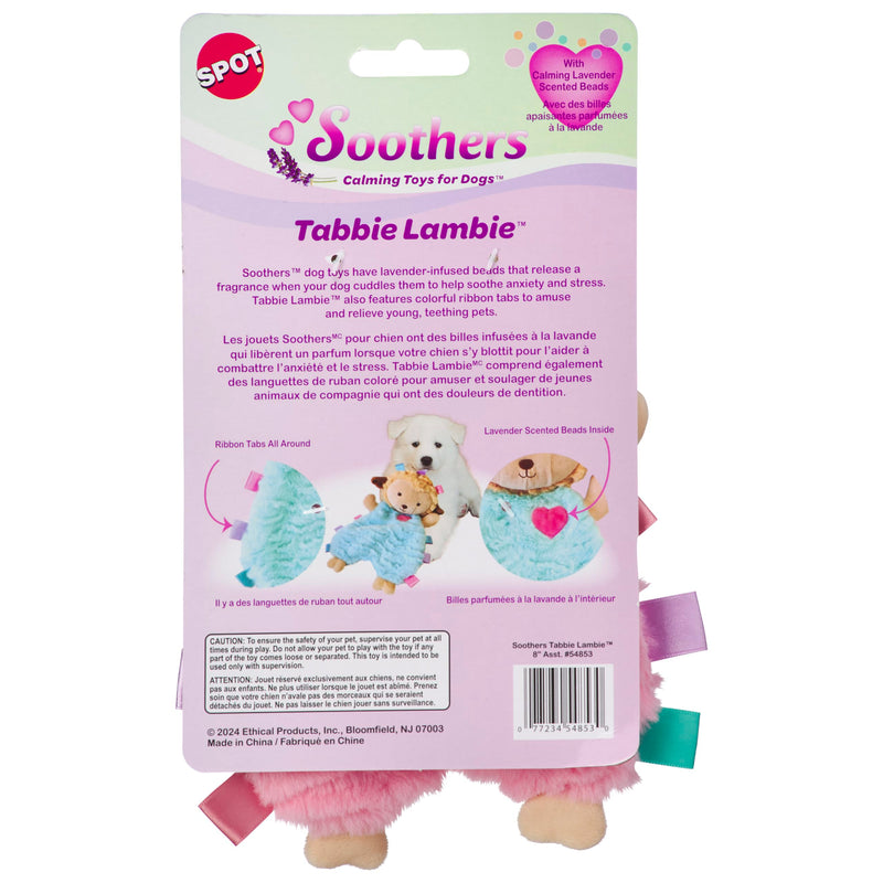 SPOT Soothers- Tabbie Lambie Dog Toy-Separation Anxiety Toys for Dogs, Stuffing Free, Scented with Calming Lavender Fragrance Beads to Safely Calm and Relax Dogs and Puppies, 8in - PawsPlanet Australia