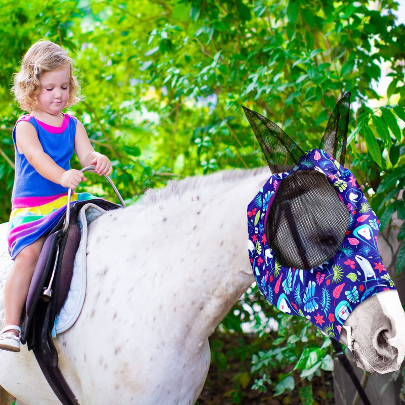 Weewooday 2 Pieces Horse Fly Masks for Horses Soft Fly Masks for Horses with Ears Smooth and Elasticity Fly Mask with UV Protection(L, Tribal Grid Patterns) L - PawsPlanet Australia