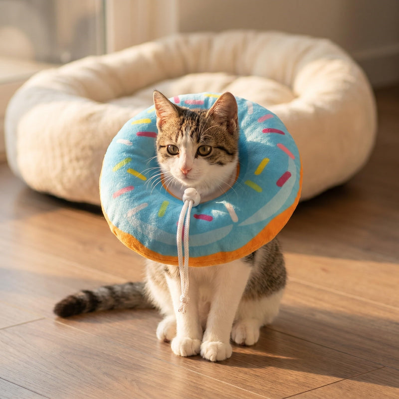 Supvox Blue Soft Protective Collar for Cats and Dogs, Adjustable Anti-Lick Neck Ring for Small Pets, Wound Healing and Recovery