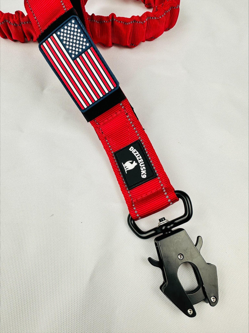 Heavy Duty Bungee Dog Leash - Shock Absorbing, Seat Belt Clip, Quick Release Frog Clasp, Double Padded Handles, for Large and Medium Dogs, Durable for Training, Walking, Car Safety, Outdoor Adventure RED BUNGEE FROG Solid - PawsPlanet Australia