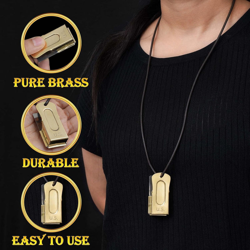 Mythrojan Brass and Steel Pet Training Clicker Puppy Dog Training Cricket Clicker U.S. Engraved WII Military Gear Metal Clicker Clicker (with Leather Gripper) - PawsPlanet Australia