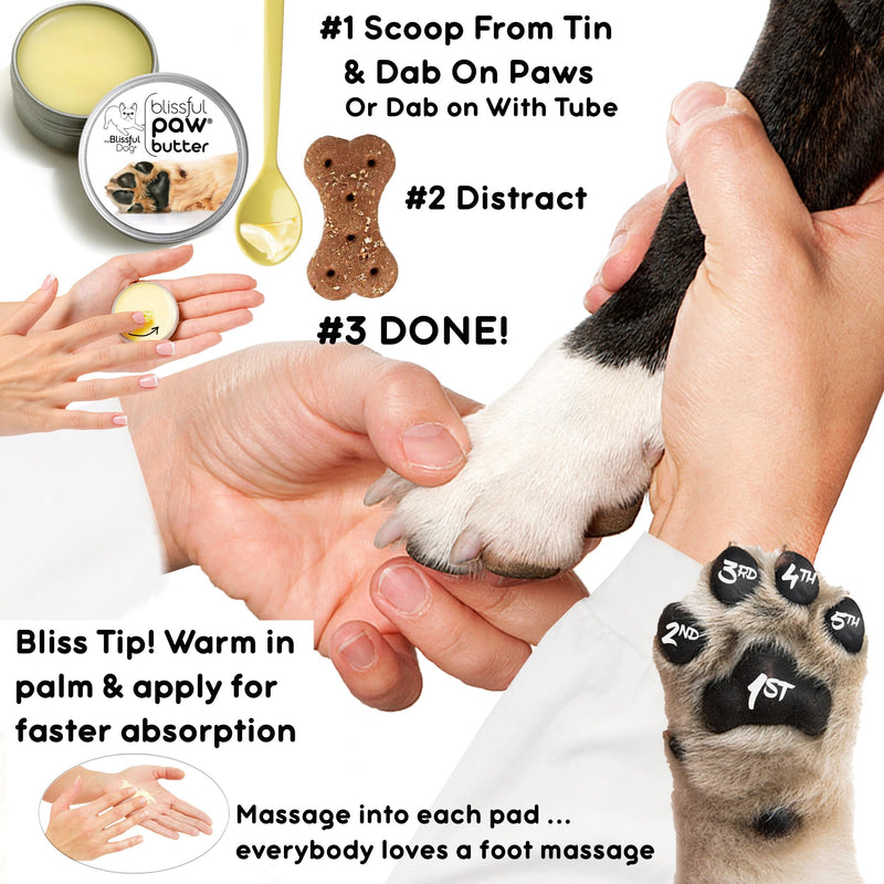 The Blissful Dog Paw Butter, Moisturizer for Dry Paw Pads, Softens and Protects a Rough Paw in Winter, Versatile, Lick-Safe Dog Paw Pad Balm, 0.50 oz. 0.50 Ounce - PawsPlanet Australia