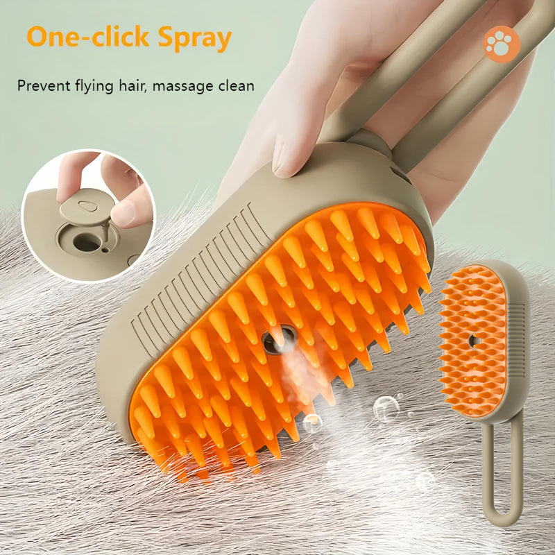 Steamy Brush Pro, 2024 Upgraded, 3 in1 Cat Steamy Brush - Coffee, Cat Brush with Steam for Shedding - PawsPlanet Australia