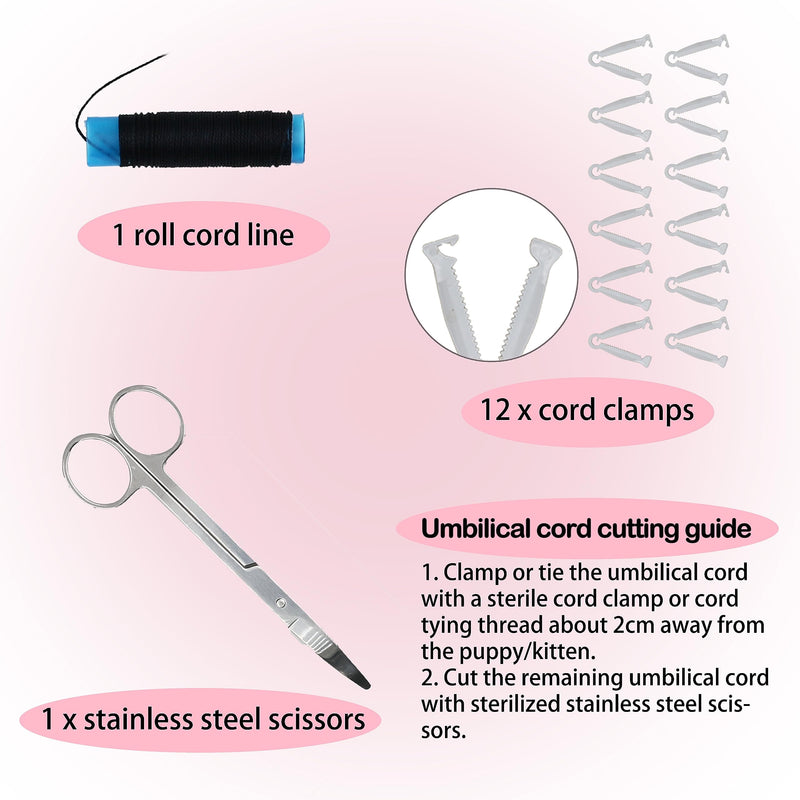 Complete Dog Whelping Kit with Feeding Nipple, Record Keeping Charts, ID Collars, Aspirator, Cord Clamps & More - Essential for Newborn Puppies (Red no pad) Red no pad - PawsPlanet Australia
