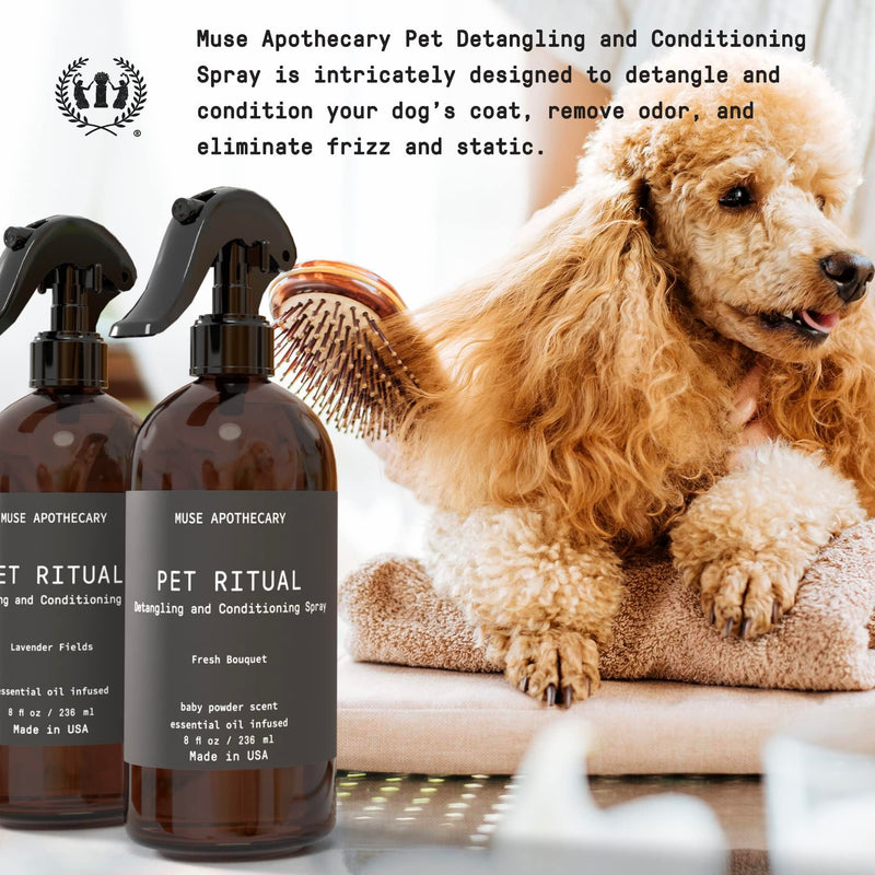 Muse Apothecary Pet Ritual Detangling Spray for Dogs & Cats, Pet Detangler Spray for Dogs, Dog Detangler Spray Dematting Conditioner, Dog Detangling Spray, Essential Oils Infused, 8oz Fresh Bouquet 8 Fl Oz (Pack of 1)