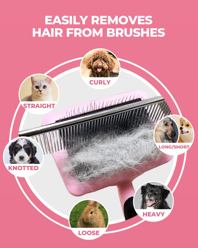 Dog Brush for Shedding Grooming,6 Pack Long-Pin Brush Set for Long Haired Dog Cat Goldendoodles Poodles Doodles Pink B-Pink - PawsPlanet Australia