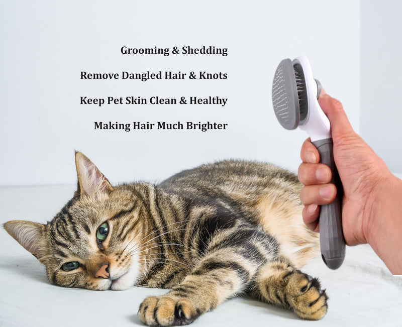 Self Cleaning Slicker Brush - Dog Cat Bunny Pet Grooming Shedding Brush - Easy to Remove Loose Undercoat - Pet Massaging Tool Suitable for Pets with Long or Short Hair… - PawsPlanet Australia