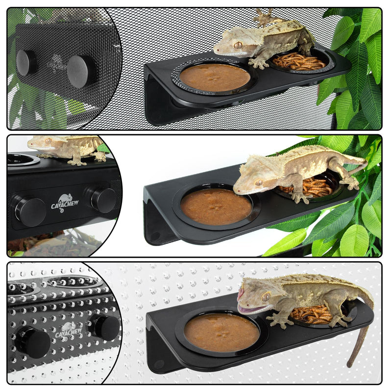 Magnetic Gecko Feeding Ledge, ABS Foldable Reptile Feeder Ledge with 6pcs Plastics Cups, 2 in 1 Reptile Food Water Dish, Terrarium Bowl for Chameleon Iguana, Strong Magnets, Easy to Clean - PawsPlanet Australia