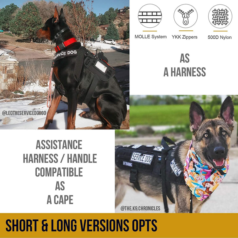 Service Dog Harness, Large Dog Harness Removable Neck Strap Compatible with Assistance Harness & Handle (Black, Short Version) Black Small - PawsPlanet Australia