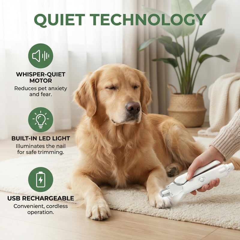 2 in 1 Dog Nail Trimmers & Dog Nail Grinder for Large Medium Small Cats Claw Trimmer with 2 LED Lights & Splash Guard,USB Rechargeable Pet Claw Care Grooming - PawsPlanet Australia
