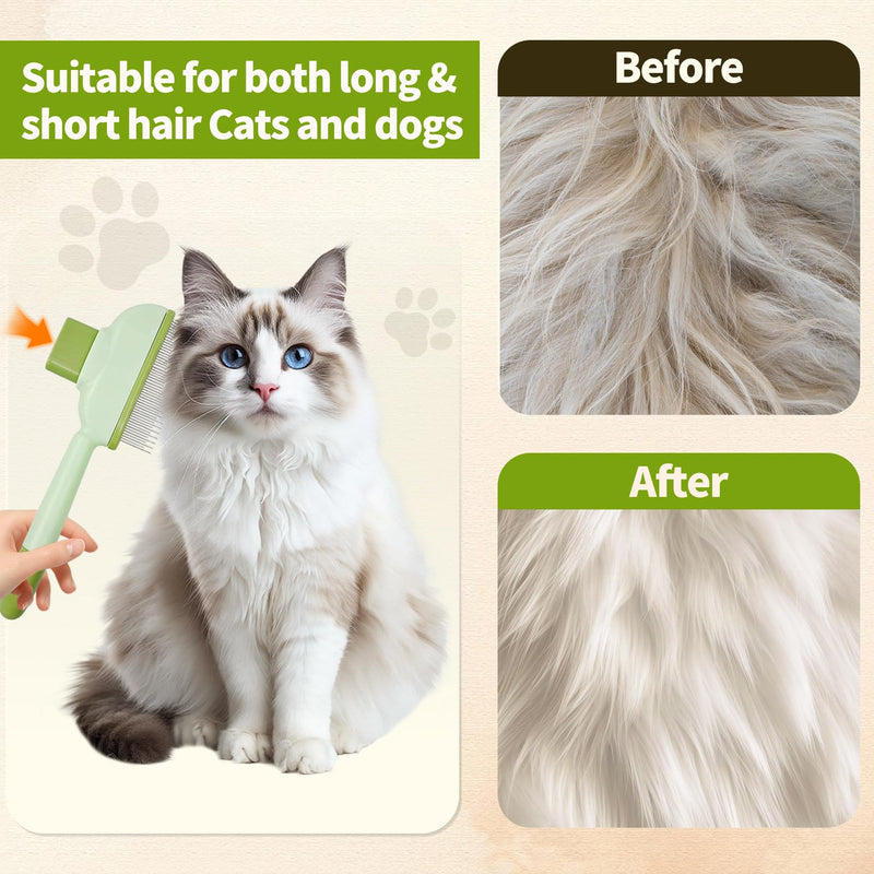 6 Pack Flea Comb for Cats & Dogs - Self Cleaning Pet Comb Grooming Brush with Long & Short Stainless Steel Teeth for Shedding Pet Hair Removal Comb with Pets Toothbrush Finger Brushes (1set) 1set - PawsPlanet Australia