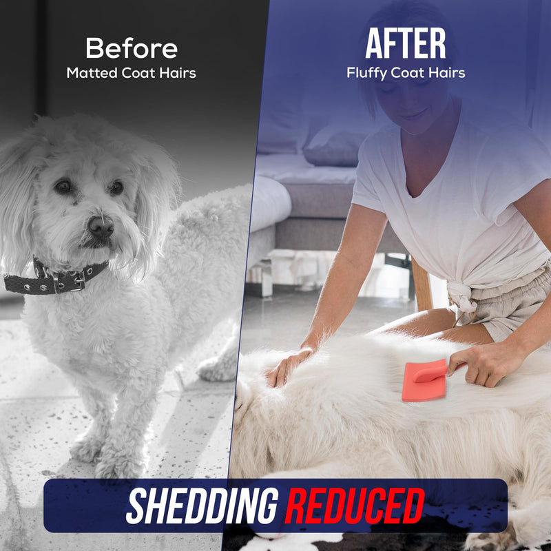 Mbala Curved Slicker Brush for Dogs – Professional Dog Brush for Shedding & Grooming, 30% More Pins, Ideal for Goldendoodles, Poodles & Long-Haired Dogs, Detangling & Deshedding, Large Coral