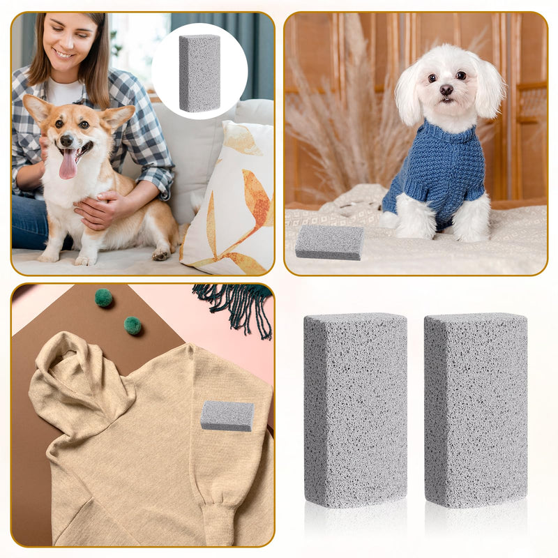 Pet Hair Removal Stone, 2 Pcs Pumice Stone for Cleaning Pet Hair 4 Inch Cat Fur Removal Tool Dog Hair Remover for Car Interior Furniture Carpet Couch Bedding (Grey) - PawsPlanet Australia