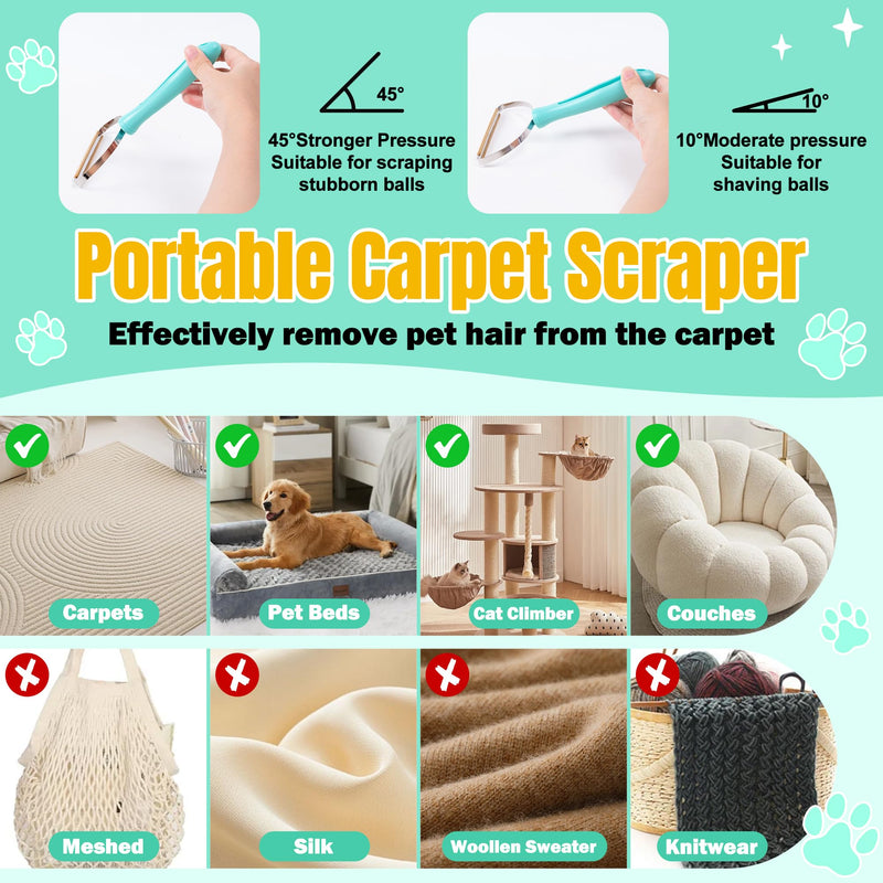 Pet Hair Remover Glove - 5PCS Electrostatic Cat Dog Hair Removal Gloves with Brush and Hooks, Reusable Animal Grooming Brush Tool for Couch Furniture Clothing Carpet Curtain Bed Carpet Blanket - PawsPlanet Australia
