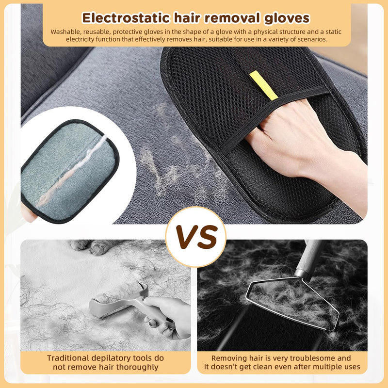 1 Pcs Electrostatic Pet Hair Removal Gloves, 2025 New Reusable Efficient Grooming Gloves for Pet Hair, Dogs Cats Hair Grooming Gloves for Furniture, Carpet, Pet Grooming, Car Seat, Clothes - PawsPlanet Australia