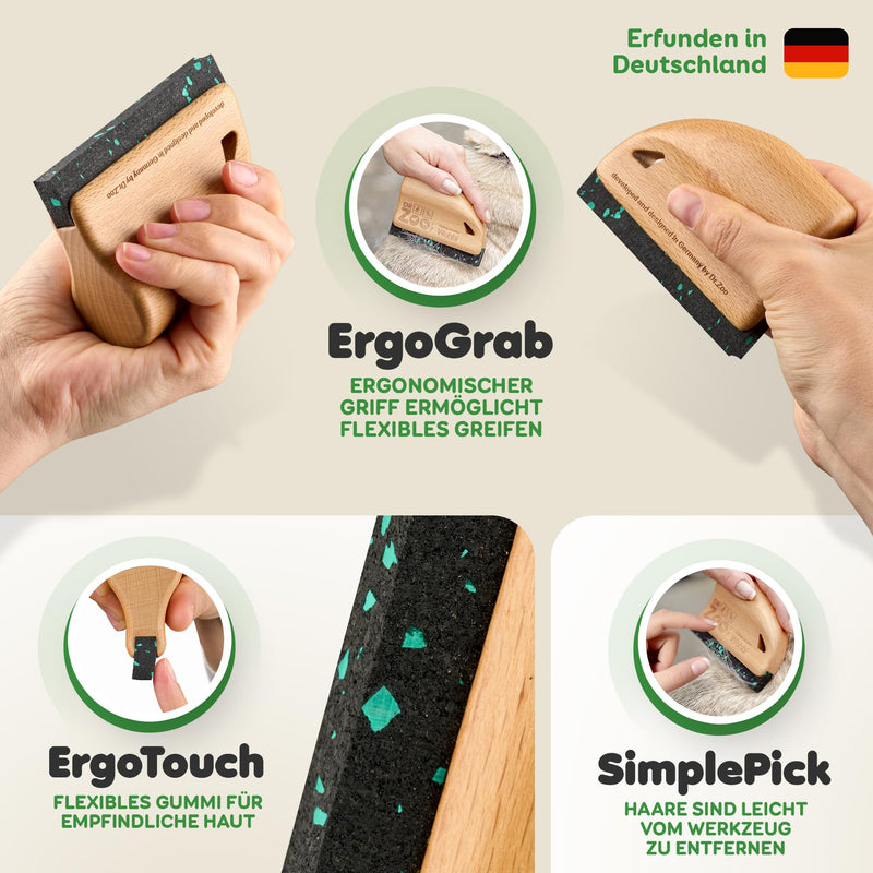 DR Zoo Noppi fur scraper for your horse or as a horse brush and accessories (wood, S - for small dogs and cats)