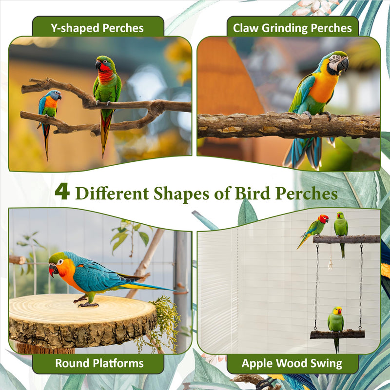 8pcs Natural Bird Perches for Cage, 5.9“ Small Wood Bird Perch for Parakeet/Cockatiel, Bird Cage Stick, Bird Branches for Cages, Birdcage Accessories for Parrot Conure 8pcs-15cm