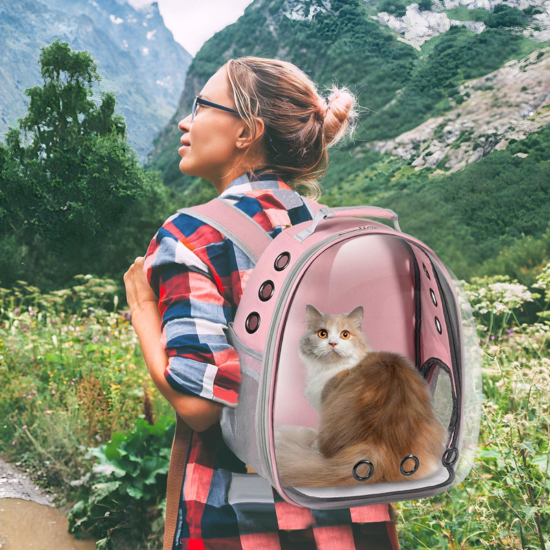 Cat Carrier Backpack, Pet Carrier Backpack Front Pack for Small Medium Cat Puppy Dog Carrier Backpack Bag Space Capsule, Airline-Approved Pet Carrier for Travel Hiking Walking Camping (Pink) Pink - PawsPlanet Australia