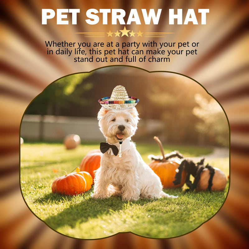 8 Pcs Pet Sombrero Hats Mini Sombrero Cap Cinco de Mayo Fiesta Hat Small Mexican Straw Hat for Puppy Dogs Cats Fiesta Party Decorations - PawsPlanet Australia