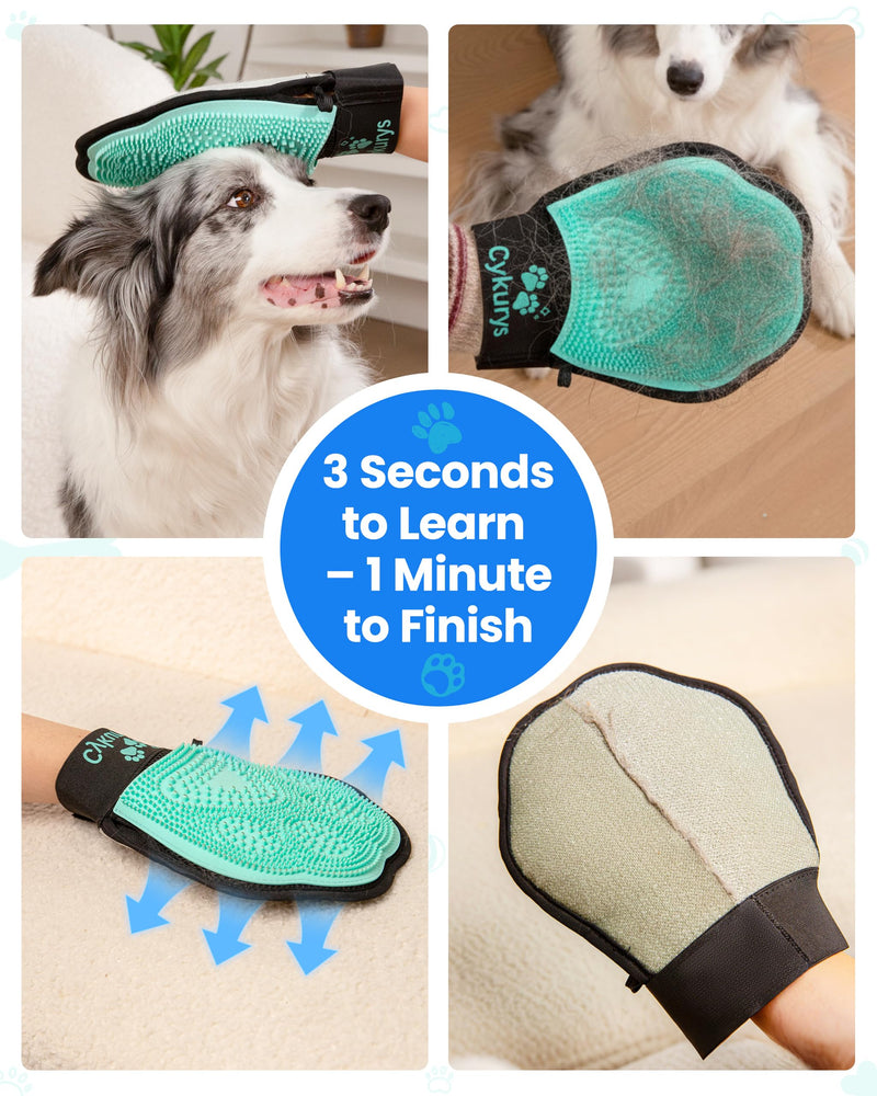 Pet Hair Removal Glove for Dogs & Cats(2-Pack), 2-in-1 Double-Sided Pet Grooming Glove, Electrostatic Pet Hair Remover Glove for Clothes & Furniture + Silicone Brush for Deshedding Pets 2PCS - PawsPlanet Australia