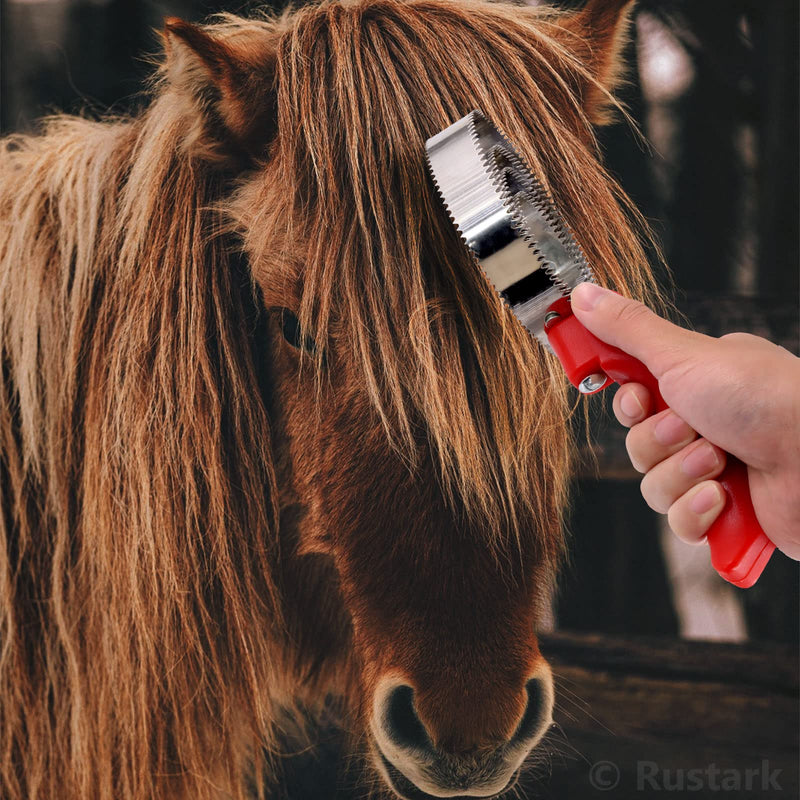 2pcs Reversible Stainless Steel Curry Comb Horse Brush 4 Rings and 6 Rings with Soft Touch Grip Metal Curry Brush for Cow Sheep Dog Goat Horse - PawsPlanet Australia