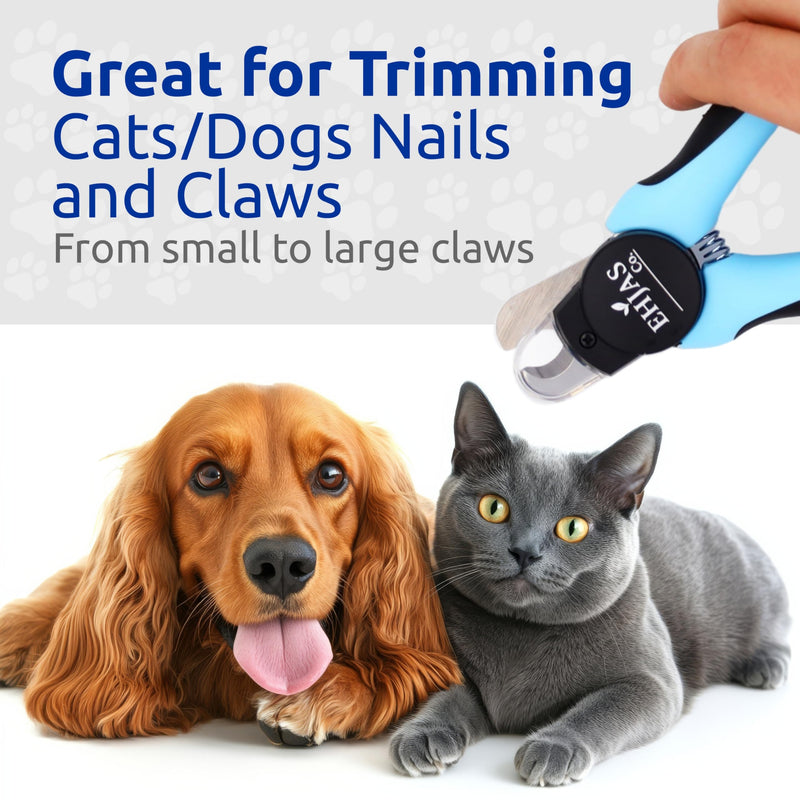 Stainless Steel Pet Nail Trimmer/Clipper with LED Light, Nail Trapper and Filer, Blue, for Dogs and Cats - PawsPlanet Australia
