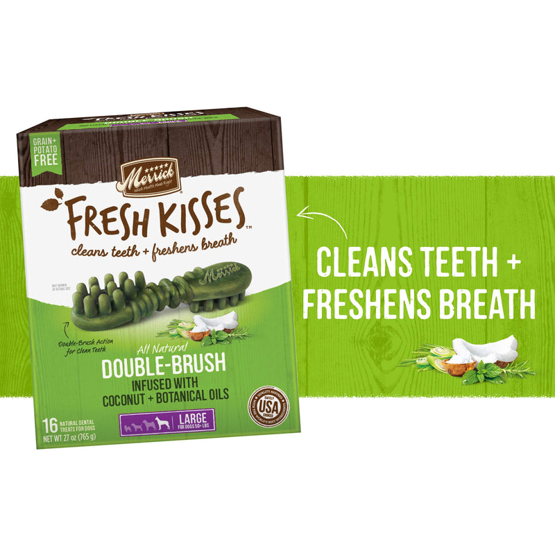 Merrick Fresh Kisses Dental Chews for Dogs Infused with Coconut and Botanical Oils, Large Dog Chews for Dogs Over 50 lbs., 27 oz. Box 50 Pound (Pack of 1) - PawsPlanet Australia