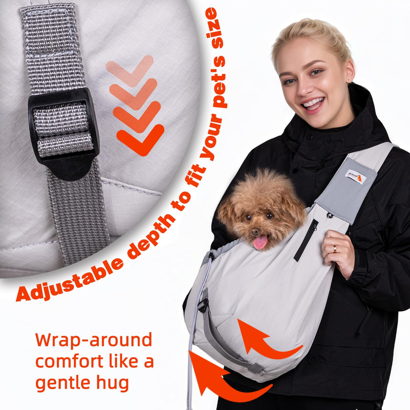 Dog Carrier Sling,Dog Carriers for Small Dogs & Cats Up to 20lbs,Puppy Carrying Backpack Pet Purse with Pockets,Adjustable Shoulder Strap,Hands Free for Travel (Grey) Grey - PawsPlanet Australia