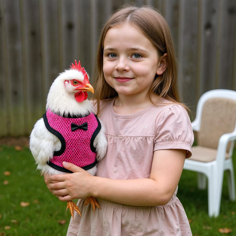 Chicken Harness with Leash Set, Upgraded Double Adjustable Mesh Breathable Chicken Training Harness, Pets Leash for 2.5-3.6 Lb Hens Duck Goose Small Pets Training Walking Supplies (Pink) - PawsPlanet Australia