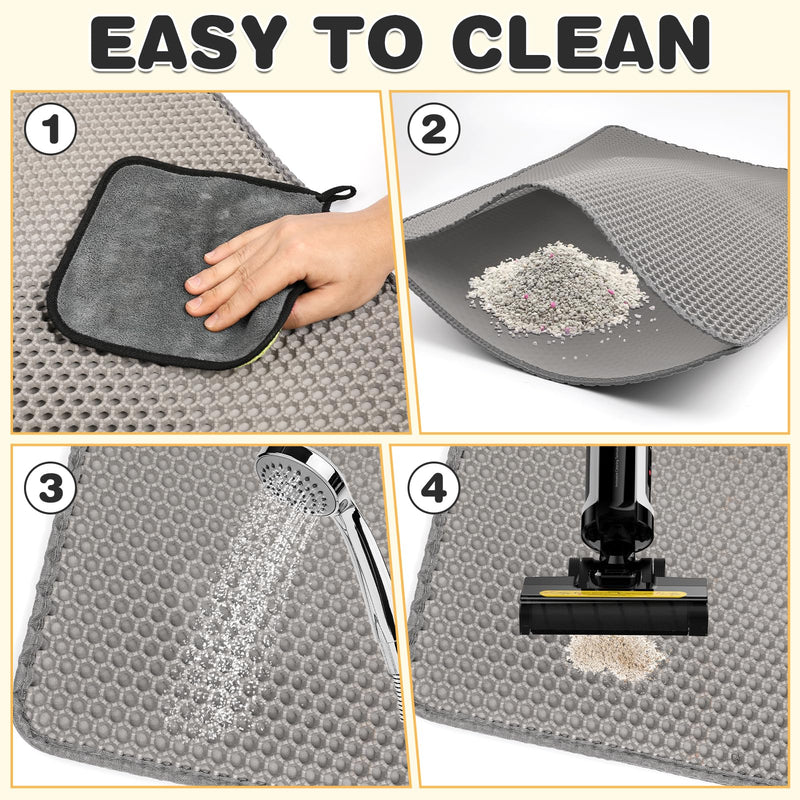 Cat Litter Mat Double Layer Waterproof Urine Proof Trapping Mat 1 Pack (Gray, 30x24 Inch) 30 x 24 Inch-1Pack - PawsPlanet Australia