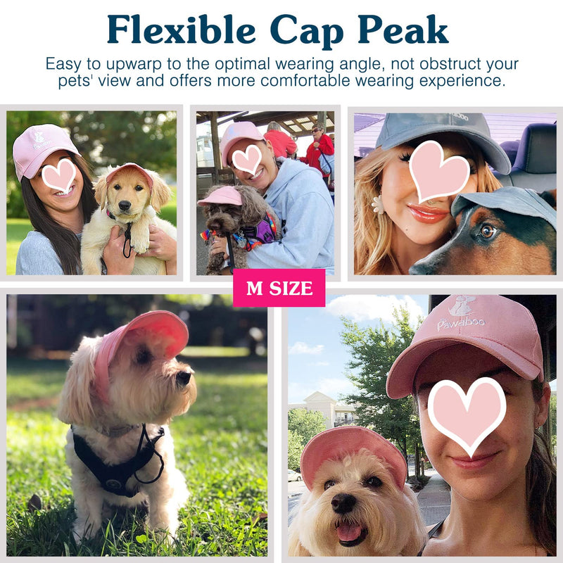 Pawaboo 2PC Owner and Dog Hat Set, Pet's Mom/Dad Baseball Cap Set, Dog Visor Cap Sun Protection Hats with Ear Holes and Adjustable Strap, Family Matching Hats, Large, Blue L (suit for medium dog)