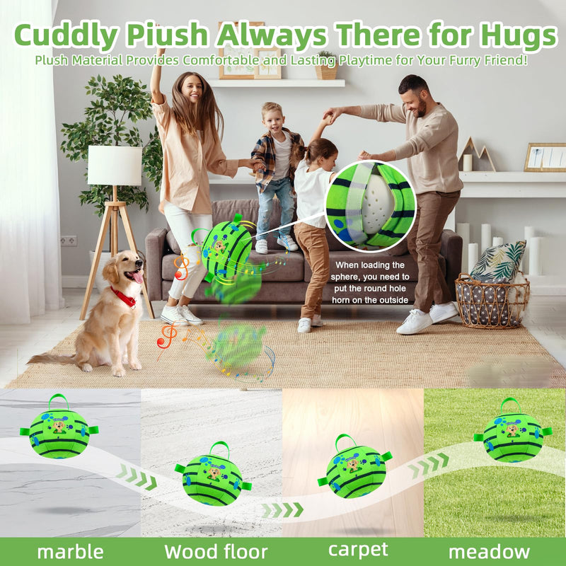 Interactive Dog Toys - Support Bluetooth connection Active Rolling Bouncing Dog Ball with Straps Squeaky Dog Toy for Boredom Self Moving Dog Balls with Music Rechargeable Pet Chew Toys for Small 4.53 inch green - PawsPlanet Australia